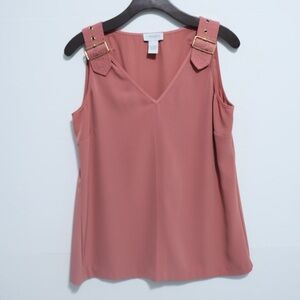 Carmen Marc Valvo Dusty Rose V-Neck Camisole with Buckle Straps